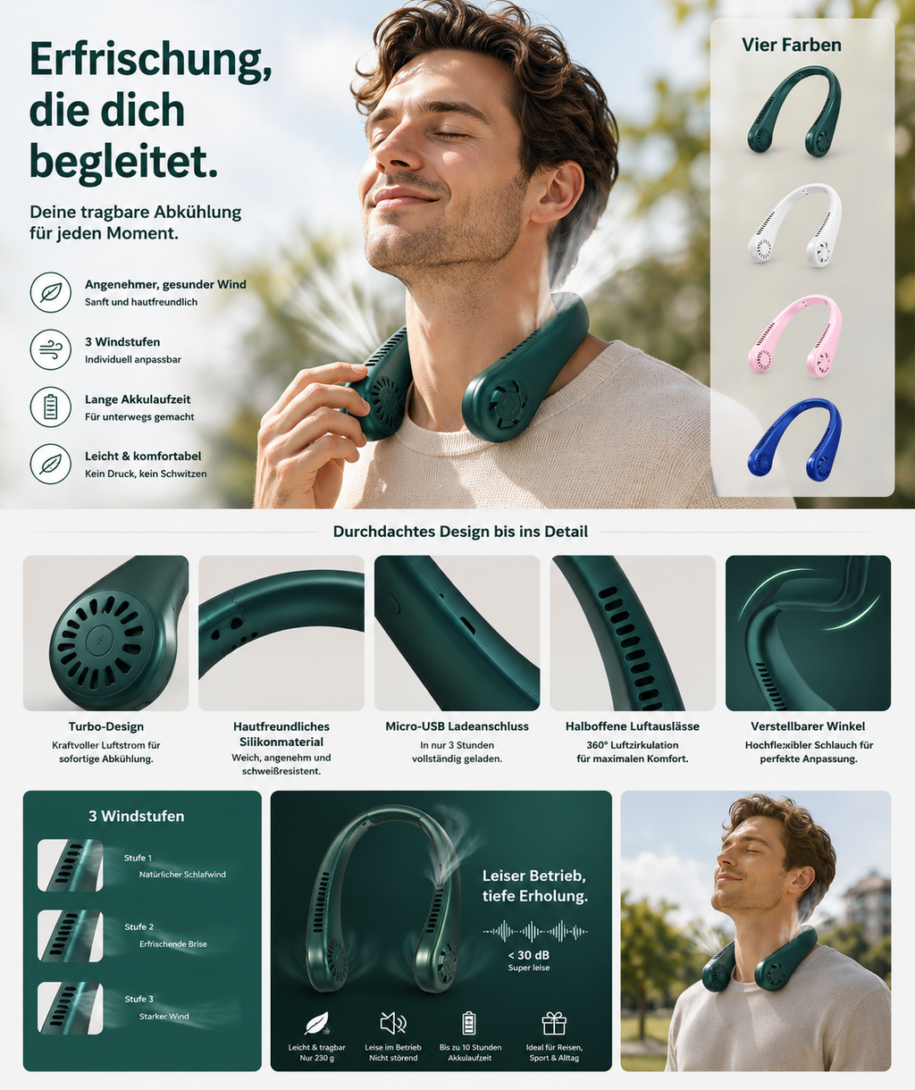 Tragbare Mini-Klimaanlage für den Nacken