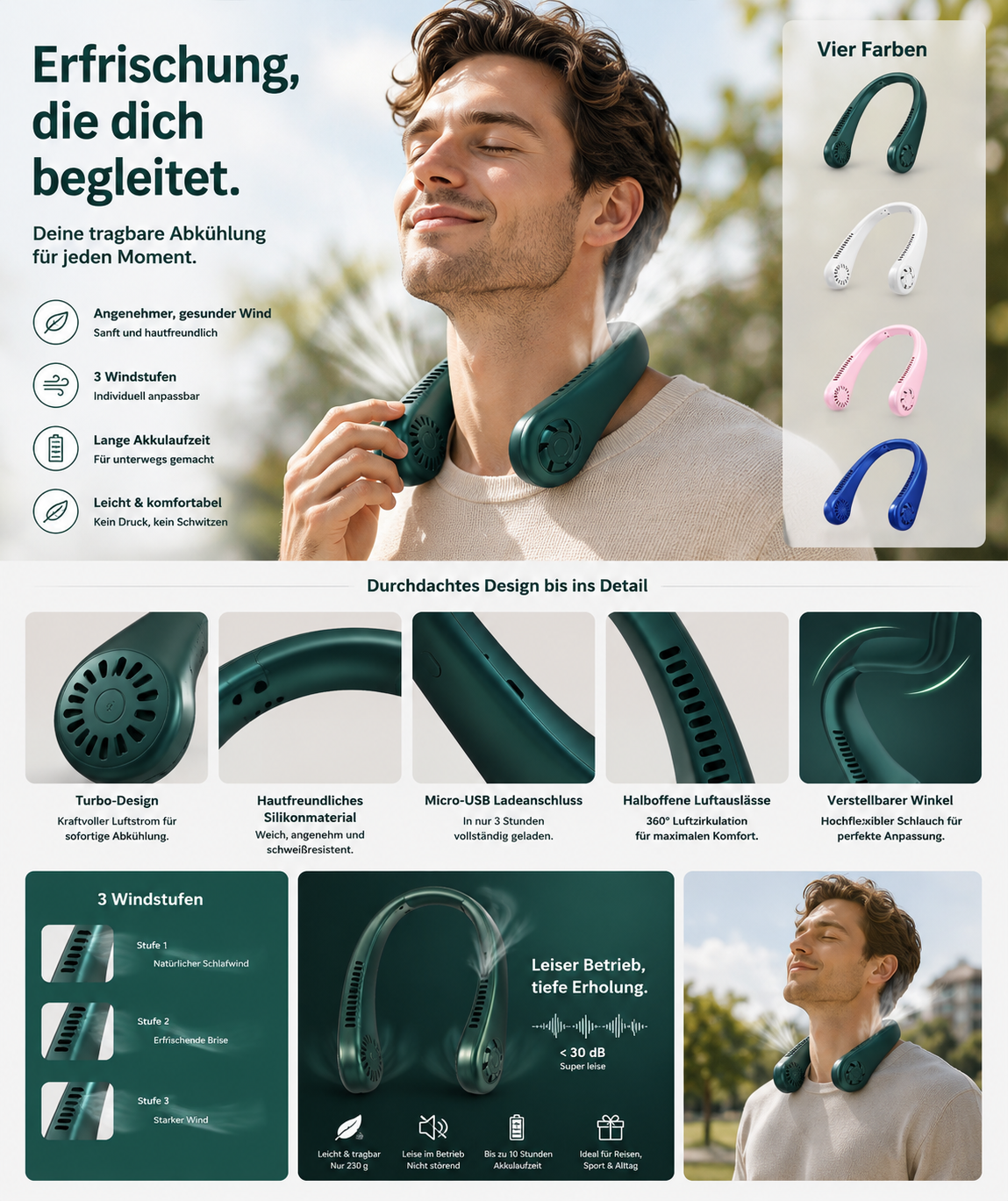 Tragbare Mini-Klimaanlage für den Nacken